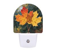 FodPand Night Light Plug Into Wall with Dusk to Dawn Sensor 0.5w Modern LED Autumn Leaf Plug in Night Lamp Warm White Glow Nightlight for Bedroom Hallway Kitchen Bathroom Stairs Corridor(Fan)