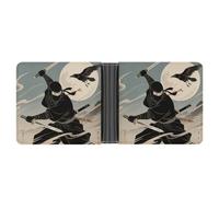 FodPand Ninja Shuriken Throw Wallet for Men Leather Bifold Wallet Front Pocket Wallets Card Holder Wallets Money Clip