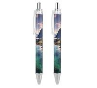 FodPand Norway Islands Ballpoint Pens Fine Point Smooth Writing Pen Retractable Ball Point Pens 0.5mm Black Ink Pen Office Supplies Gifts for Men Women 2 PCS