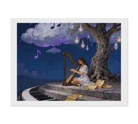 FodPand Note Cloud Tree Diamond Painting Kit for Adults 5D DIY Diamond Art with Sparkling Gems Round Drill Complete Set Paintings for Beginners Unique Wall Decor Gift 12"x16"