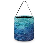 FodPand Ocean Fish Scale Halloween Trick Or Treat Bag Reusable Candy Tote | Reinforced Polyester, Collapsible & Machine Washable, 8x8" Spacious, Wide Handles for Small Hand, Reusable Year After Year