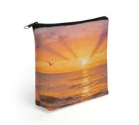 FodPand Ocean Sunset Makeup Bag with Sturdy Zipper，Linen Material Storage Bag,Large Capacity And Multi-Purpose Cosmetic Bag for Daily Life, Travel, Outings, Business Trips And Other Occasions