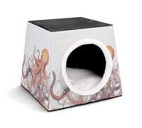 FODPAND Octopus Tentacles Cat Bed Cave for Small Dog Cat House 3-in-1 Foldable Cats Beds with Removable Washable Cushioned Pillow Covered Cave Pet Tents with Non-Slip Bottom
