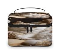 FodPand Old Books And Flower Cats Makeup Bag with Makeup Brush Compartment Cosmetic Bag with Handle And Zipper Portable Organizer Bag for Daily, Camping, Traveling, Hotel