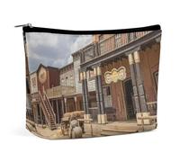 FodPand Old Wild West Cowboy Town Toiletry Bag Large Capacity Makeup Bag Travel Makeup Pouch Mini Cosmetic Bags Zipper Make Up Storage Pouch Make Up Organizer Tool Pouchs