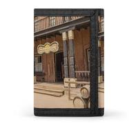 FodPand Old Wild West Cowboy Town Wallet,Portable Three Folds Wallet Sturdy With Hanging Buckle Zipper Wallets for Man Woman