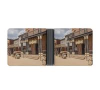 FodPand Old Wild West Cowboy Town Wallet Slim Minimalist Men Wallet Durable Portable Bifold Purse PU Passcase