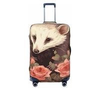 FodPand Opossum and Roses Luggage Covers for Suitcase Tsa Approved, Stretchable & Washable Travel Suitcase Cover Protector Anti-Scratch Baggage Cover Trolley Case Sleeve Fit 18-32 Inch Luggage, Black