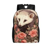 FodPand Opossum and Roses Travel Backpack for Women Men Lightweight Laptop Backpack 16 Inch Water Resistant Computer Bag Large College Bookbag Casual Daypack for Business, Hiking