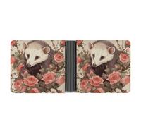 FodPand Opossum And Roses Wallet for Men Leather Bifold Wallet Front Pocket Wallets Card Holder Wallets Money Clip