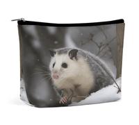 FodPand Opossum In Snow Toiletry Bag Portable Large Capacity Makeup Bag Travel Makeup Pouch Fashion Cosmetic Bags Zipper Make Up Storage Pouch Cute Make Up Organizer for Women