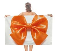 FodPand Orange Bow Beach Towel Quick Dry Bath Towels Lightweight Sand Free Pool Bath Shower Towels 31X51 Oversized Beach Blanket for Swimming Travel Favors Birthday Vacation Gift