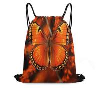 FodPand Orange Butterfly Drawstring Backpack Gym Trip Cinch Sack for Unisex Waterproof Shoe Bags for Travel Honeycomb Fabric Drawstring Bag 16x 20 Inch for Swimming Beach