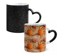FodPand Orange Caramel Wave Color Changing Mugs Heat Sensitive Ceramic Coffee Mugs Funny Temperature Changing Mug Novelty Magic Cup Gift for Coffee Lover 11 Oz