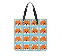 FodPand Orange Fox Stripes Tote Bag for Women Leather Work Shopper Beach Handbag Travel Carryall Shoulder Bag