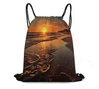 FodPand Orange Sunrise Beach Drawstring Backpack Gym Trip Cinch Sack for Unisex Waterproof Shoe Bags for Travel Honeycomb Fabric Drawstring Bag 16x 20 Inch for Swimming Beach