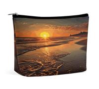 FodPand Orange Sunrise Beach Makeup Bag Portable Travel Makeup Pouch Cosmetic Bags Zipper Bag Small Toiletry Pouch For Women