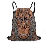 FodPand Orangutan Tribal Pattern Drawstring Backpack Gym Trip Cinch Sack for Unisex Waterproof Shoe Bags for Travel Honeycomb Fabric Drawstring Bag 16x 20 Inch for Swimming Beach