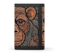 FodPand Orangutan Tribal Pattern Wallet Large Capacity Trifold Wallet Wallet for Men with ID Holder RFID Blocking Purse Polyester Wallets