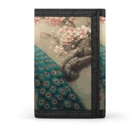 FodPand Oriental Peacock on Flower Tree Wallet Large Capacity Trifold Wallet Wallet for Men with ID Holder RFID Blocking Purse Polyester Wallets