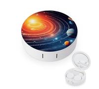 FODPAND Outer Space Galaxy Solar System Contact Lens Case with Cleaner Washer Portable Contact Lens Holder Box with Mirror Tweezers Remover Tool Solution Bottle for Daily Makeup Office
