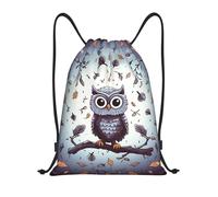 FodPand Owl Tree Branches Drawstring Backpack Sports Gym Sackpack Waterproof Swim Bag Men Women Draw String Bag, Black, S