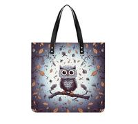 FodPand Owl Tree Branches Tote Bag for Women - PU Leather Shoulder Handbag with Magnetic Buckle, Fashion Shopping Bag Large Grocery Bags Lightweight Purse for Work Travel Shopping