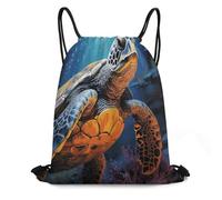 FodPand Painted Sea Turtle Drawstring Backpack Gym Trip Cinch Sack for Unisex Waterproof Shoe Bags for Travel Honeycomb Fabric Drawstring Bag 16x 20 Inch for Swimming Beach