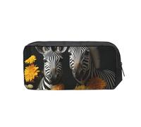 FodPand Pair Of Sunflowers And Zebra Pencil Case Large Capacity Pencil Pouch With Zippers Portable Waterproof Pencil Bag Makeup Pouch Cosmetic Bag For Women Men