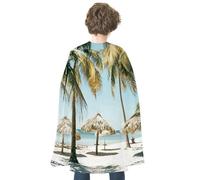 FodPand Palm Trees on The Beach Halloween Cloak Reversible Renaissance Cape Medieval Costume for Cosplay Themed Party Dress Up