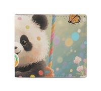 FodPand Panda Dots Bifold Wallet for Men Women, 4.3"x3.7" Compact Leather Wallet with ID Window & Coin Pocket, Slim Minimalist Card Holder for Daily Carry & Travel
