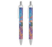 FodPand Paris Cafe Neon Night Ballpoint Pens Fine Point Smooth Writing Pen Retractable Ball Point Pens 0.5mm Black Ink Pen Office Supplies Gifts for Men Women 2 PCS