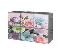 FodPand Pastel Bloom Cube Bins with Double Handles,Set of 6 Cube Organizer, Stackable And Foldable Storage Bins for Organization, Closet, Shelves, Offices