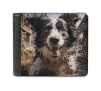 FODPAND Pastor Border Collie Leather Wallet Extra Capacity Bifold Wallet Slim Minimalist Front Pocket Wallets Credit Card Holder