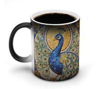 FodPand Peacock Mosaic Art Color Changing Mugs Funny Heat Sensitive Ceramic Coffee Mugs Temperature Changing Mug Novelty Magic Cup Gift for Coffee Lover 11 Oz