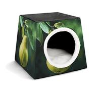 FODPAND Pears on The Tree Cat Bed Cave for Small Dog Cat House 3-in-1 Foldable Cats Beds with Removable Washable Cushioned Pillow Covered Cave Pet Tents with Non-Slip Bottom