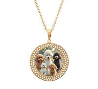 FodPand - pendant necklace for women poodles dogs circle diamond choker necklace jewelry gift for women birthday graduation gifts for women her