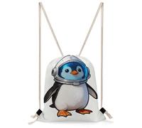 FodPand Penguin Astronaut Drawstring Backpack Sports Gym Bag Drawstring Bags Foldable Backpacks for Women Men
