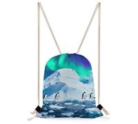 FodPand Penguin Colony Drawstring Backpack Sports Gym Bag Drawstring Bags Foldable Backpacks for Women Men