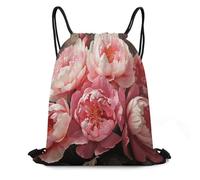 FodPand Peony Flowers Blossom Drawstring Backpack Gym Trip Cinch Sack for Unisex Waterproof Shoe Bags for Travel Honeycomb Fabric Drawstring Bag 16x 20 Inch for Swimming Beach