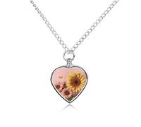 FodPand Personalized Pet Urn Necklace for Ashes Titanium Steel Big Sunflower Cremation Jewelry with Funnel Kit Memorial Necklace Keepsake Gift Custom Photo Pendant for Dogs Cats Loved Ones