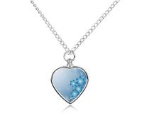 FodPand Personalized Pet Urn Necklace for Ashes Titanium Steel Blue Mini Flower Swirl Cremation Jewelry with Funnel Kit Memorial Necklace Keepsake Gift Custom Photo Pendant for Dogs Cats Loved Ones