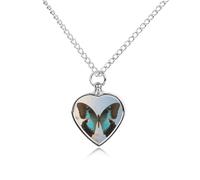 FodPand Personalized Pet Urn Necklace for Ashes Titanium Steel Butterfly Cremation Jewelry with Funnel Kit Memorial Necklace Keepsake Gift Custom Photo Pendant for Dogs Cats Loved Ones