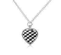 FodPand Personalized Pet Urn Necklace for Ashes Titanium Steel Checkerboard Cremation Jewelry with Funnel Kit Memorial Necklace Keepsake Gift Custom Photo Pendant for Dogs Cats Loved Ones