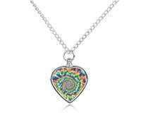 FodPand Personalized Pet Urn Necklace for Ashes Titanium Steel Colorful Spiral Tie Dye Cremation Jewelry with Funnel Kit Memorial Necklace Keepsake Gift Custom Photo Pendant for Dogs Cats Loved Ones