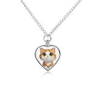 FodPand Personalized Pet Urn Necklace for Ashes Titanium Steel Cute Cat Cremation Jewelry with Funnel Kit Memorial Necklace Keepsake Gift Custom Photo Pendant for Dogs Cats Loved Ones