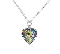 FodPand Personalized Pet Urn Necklace for Ashes Titanium Steel Cute Dragon Cremation Jewelry with Funnel Kit Memorial Necklace Keepsake Gift Custom Photo Pendant for Dogs Cats Loved Ones