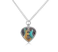 FodPand Personalized Pet Urn Necklace for Ashes Titanium Steel Electric Guitar Cremation Jewelry with Funnel Kit Memorial Necklace Keepsake Gift Custom Photo Pendant for Dogs Cats Loved Ones