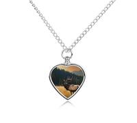 FodPand Personalized Pet Urn Necklace for Ashes Titanium Steel Elk In The Meadow Cremation Jewelry with Funnel Kit Memorial Necklace Keepsake Gift Custom Photo Pendant for Dogs Cats Loved Ones