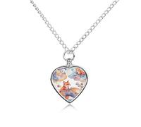 FodPand Personalized Pet Urn Necklace for Ashes Titanium Steel Fox And Clouds Cremation Jewelry with Funnel Kit Memorial Necklace Keepsake Gift Custom Photo Pendant for Dogs Cats Loved Ones